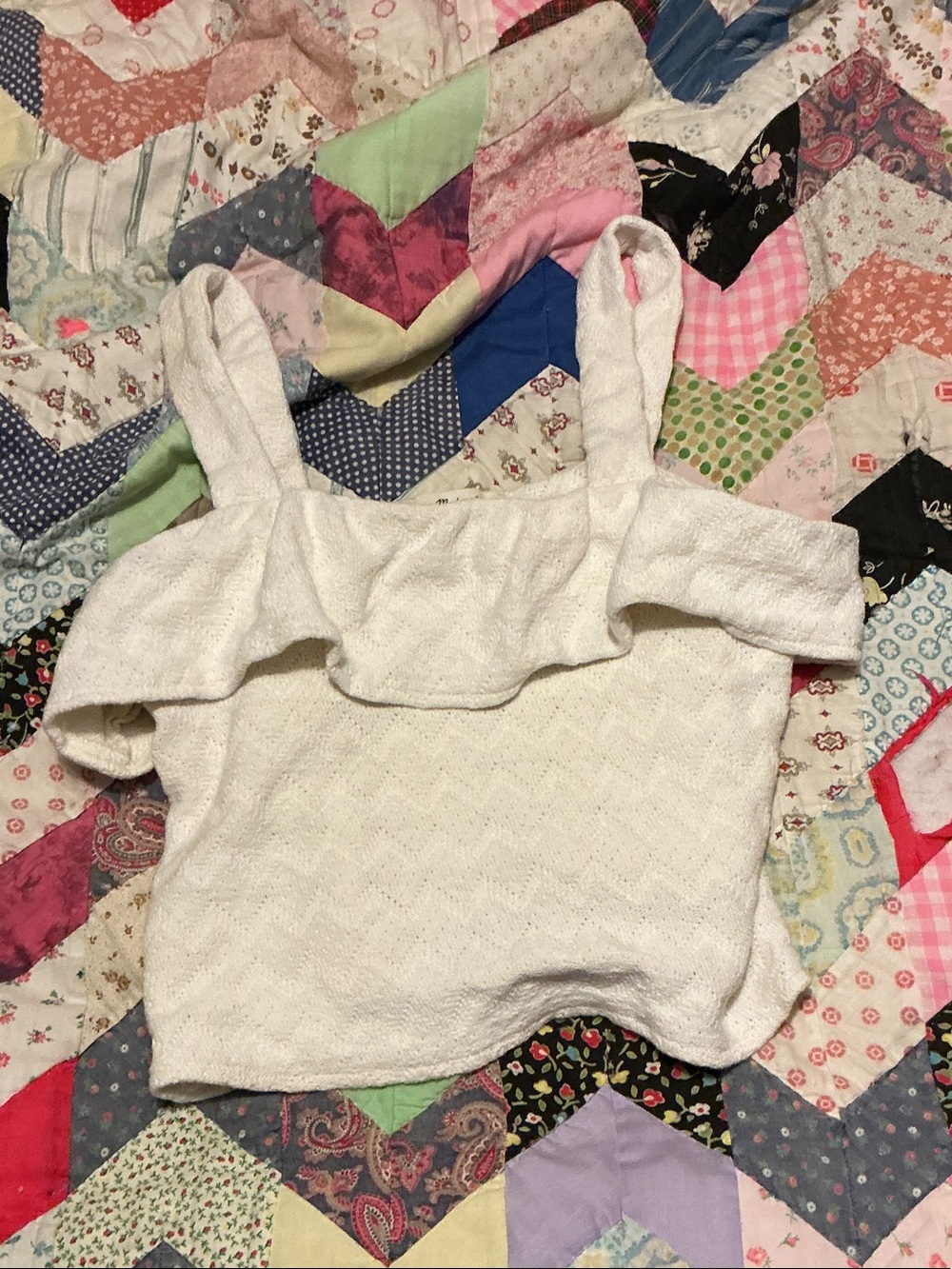 Madewell White Ruffle-Front Knit Camisole